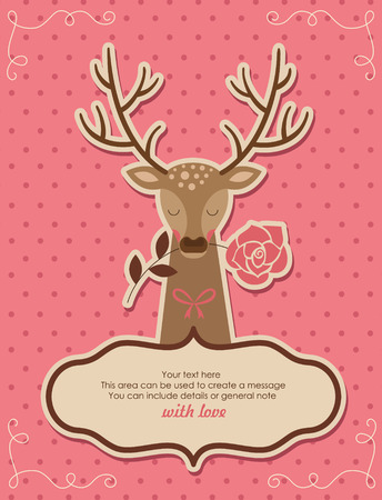 card design with cute deer. vector illustrationのイラスト素材