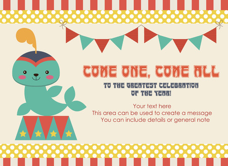 circus party card design. vector illustrationのイラスト素材