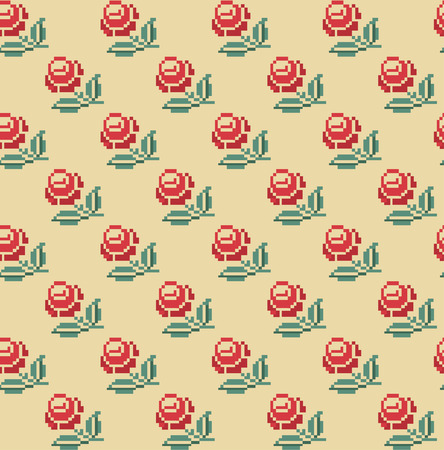 cross stitch floral seamless pattern design. vector illustrationのイラスト素材