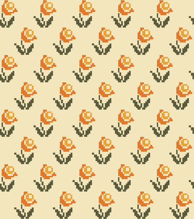 cross stitch floral seamless pattern design. vector illustrationのイラスト素材