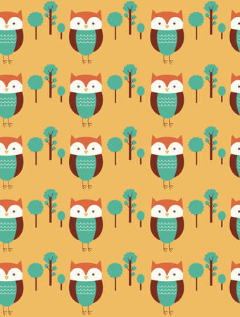 cute seamless pattern with owl. vector illustrationのイラスト素材