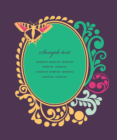 abstract frame with butterfly. vector illustrationのイラスト素材