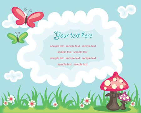 vector colorful summer background with place for text and funny design elements のイラスト素材