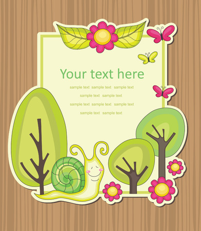 cute frame design with snail. vector ilustrationのイラスト素材