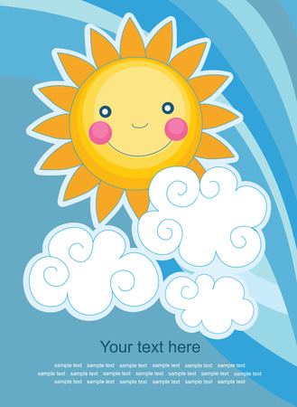 fun sun over abstract sky background. vectorのイラスト素材