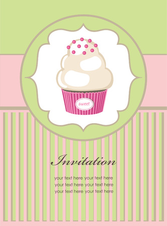 cute invitation background with cupcake. vector illustrationのイラスト素材