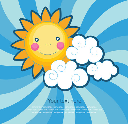 fun sun over abstract sky background. vectorのイラスト素材