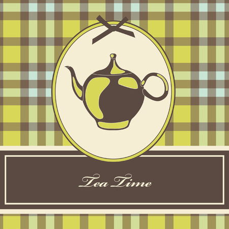 vintage card with teapot. vector illustrationのイラスト素材