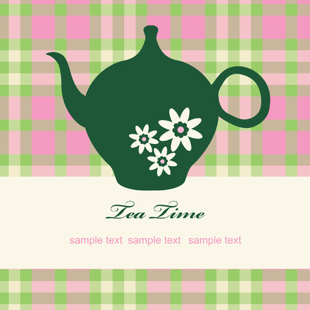 vintage card with teapot. vector illustrationのイラスト素材