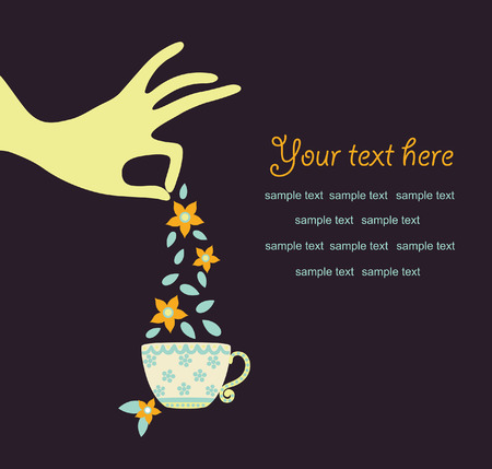hand with a cup of tea. vector illustrationのイラスト素材