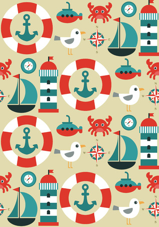 seamless sea pattern design. vector illustrationのイラスト素材