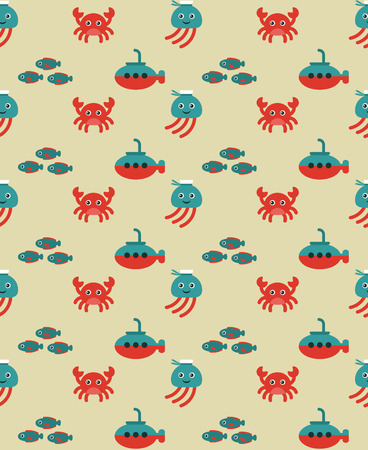 seamless sea pattern design. vector illustrationのイラスト素材
