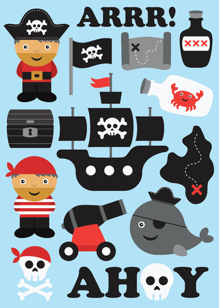 pirate objects collection. vector illustrationのイラスト素材