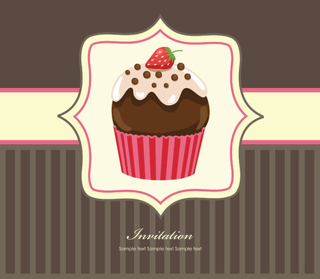 cute invitation background with cupcake. vector illustrationのイラスト素材