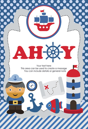 ahoy party card design. vector illustrationのイラスト素材