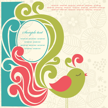 abstract bird. cute frame design. vector illustrationのイラスト素材