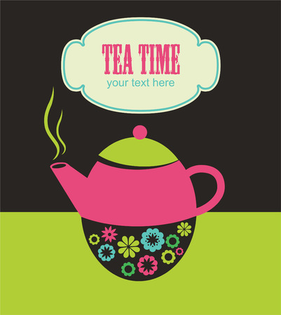 cute tea time card. のイラスト素材