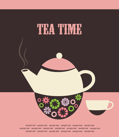 cute tea time card.のイラスト素材