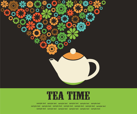 cute tea time card. のイラスト素材