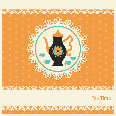 cute card with teapot. のイラスト素材