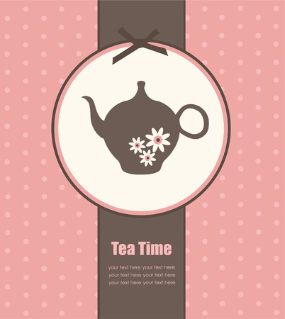 vintage card with teapot. のイラスト素材