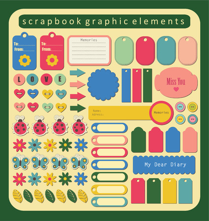 set of cute scrapbook elements.のイラスト素材
