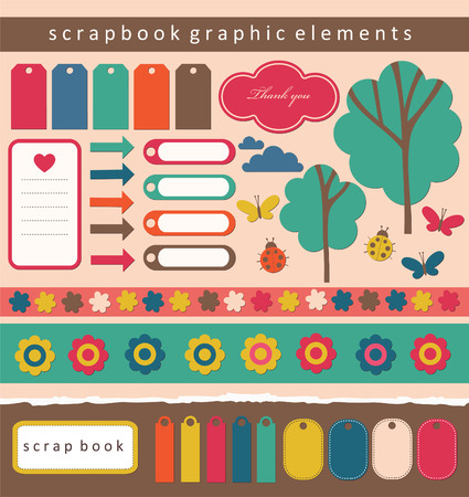 set of cute scrapbook elements. のイラスト素材