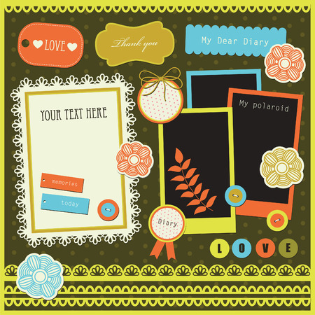 set of cute scrapbook elements.のイラスト素材