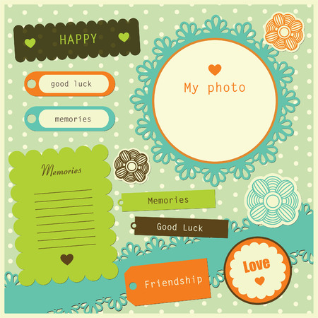 set of cute scrapbook elements. のイラスト素材