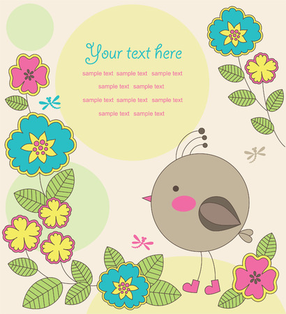 cute card with bird. のイラスト素材