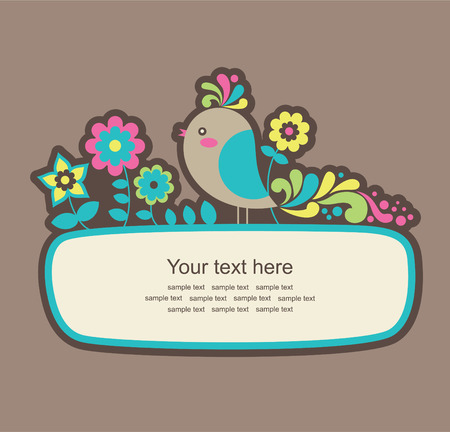 cute frame design with bird. のイラスト素材