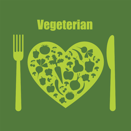 healthy life - heart shape with vegetables. のイラスト素材