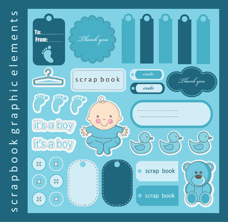 baby boy scrapbook elements. のイラスト素材