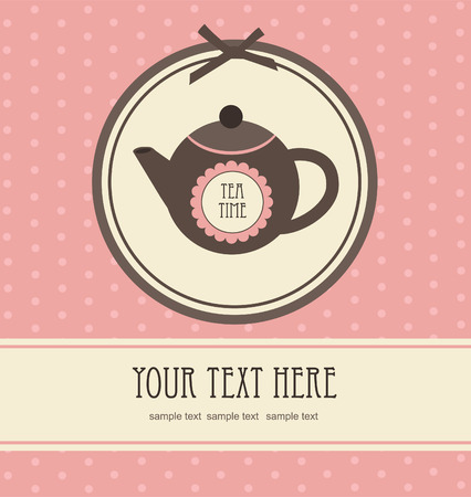 vintage card with teapot. vector illustrationのイラスト素材