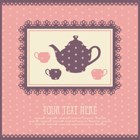 vintage card with teapotのイラスト素材