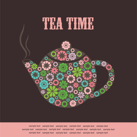 cute tea time card. のイラスト素材