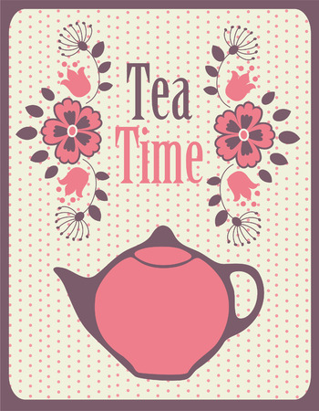 vintage card with tea pot. のイラスト素材