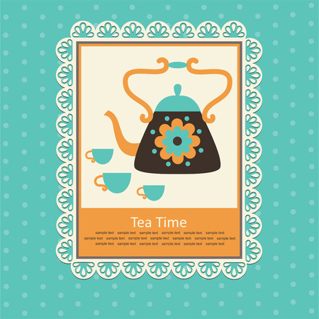 cute card with teapot. のイラスト素材