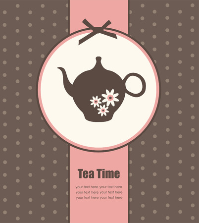 vintage card with teapot.のイラスト素材