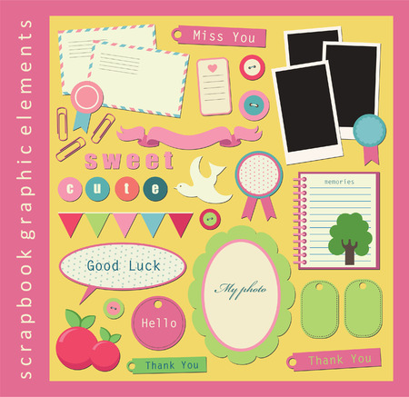 cute elements for scrapbooking. のイラスト素材