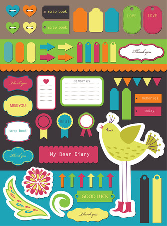 cute elements for scrap-booking.のイラスト素材