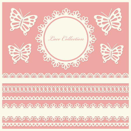 set of cute lace elements.のイラスト素材