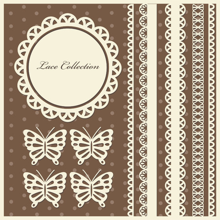 set of cute lace elements. のイラスト素材