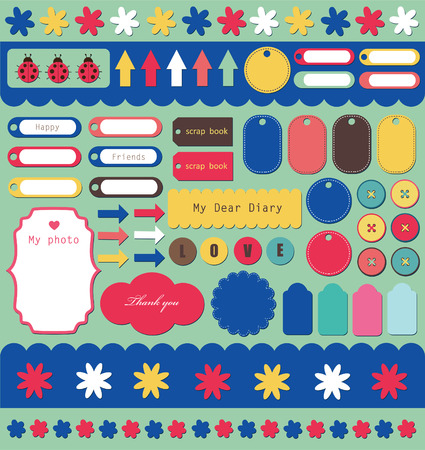 set of cute scrapbook elements.のイラスト素材