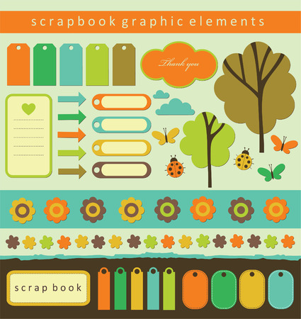set of cute scrapbook elements. のイラスト素材