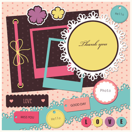 set of cute scrapbook elements. のイラスト素材