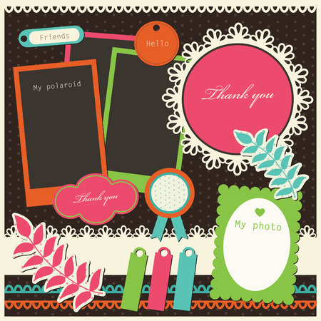 set of cute scrapbook elements. のイラスト素材