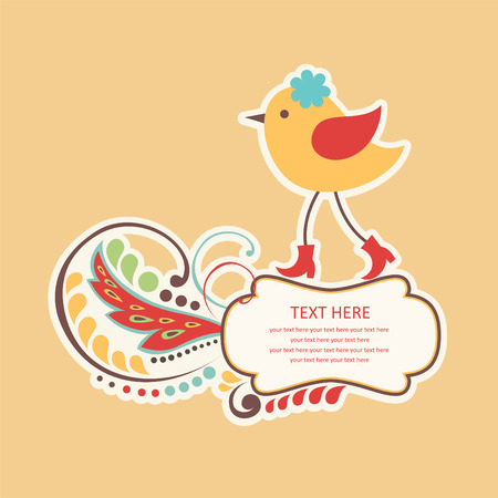 cute frame design with bird. のイラスト素材