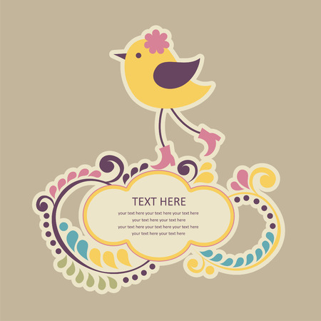 cute frame design with bird.のイラスト素材