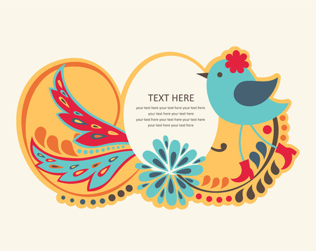 cute frame design with bird.のイラスト素材